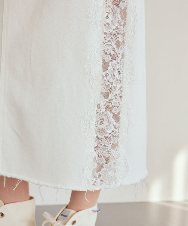 GRACE CONTINENTAL サイドレースデニムスカート ホワイト