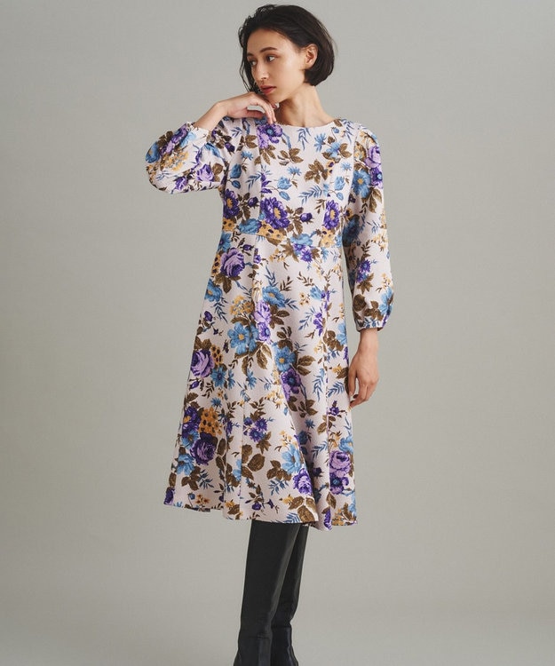 24AW♡ グレースコンチネンタル フラワープリントフレアワンピース 36 フラワープリントワンピース / GRACE CONTINENTAL | GRACE