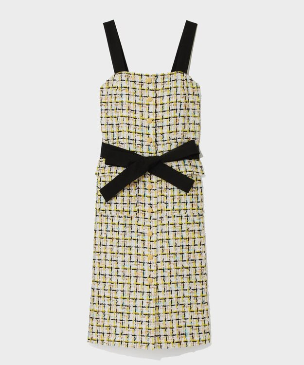 GRACE CONTINENTAL チュールヤーンツイードワンピース イエロー