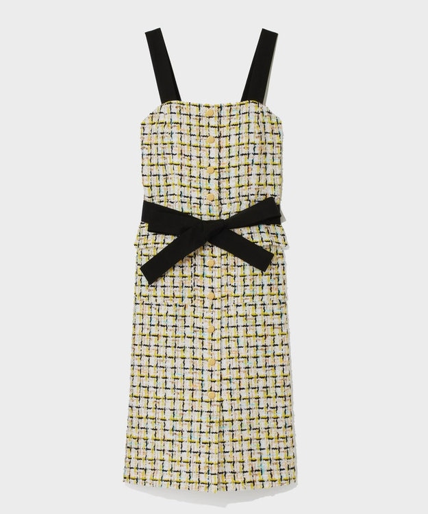 GRACE CONTINENTAL チュールヤーンツイードワンピース イエロー