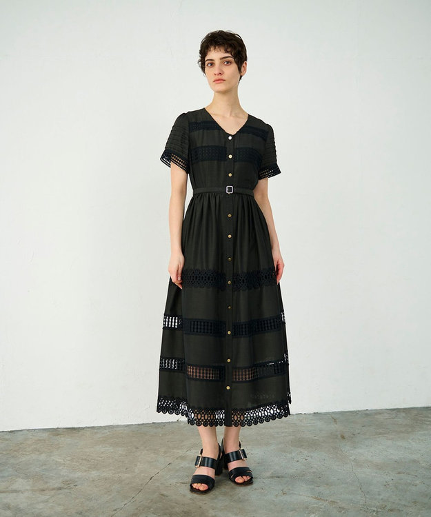 美品　GRACE CONTINENTALカシュクール切替フレアワンピ レース切替フレアワンピース / GRACE CONTINENTAL | GRACE