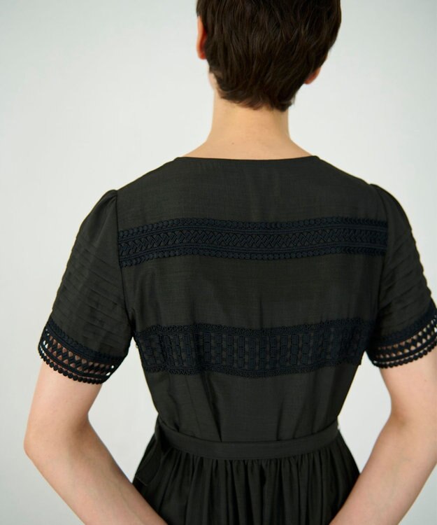 GRACE CONTINENTAL レース切替フレアワンピース ブラック