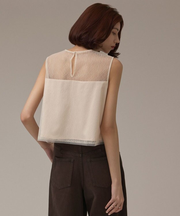 GRACE CONTINENTAL ビーズ刺繍トップ ベージュ