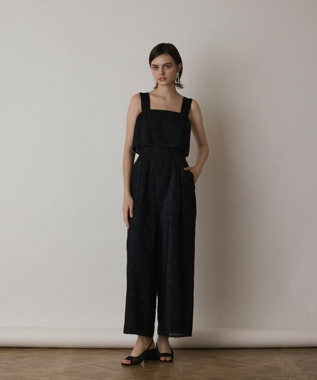 GRACE CONTINENTAL カットジャガードサロペット ブラック