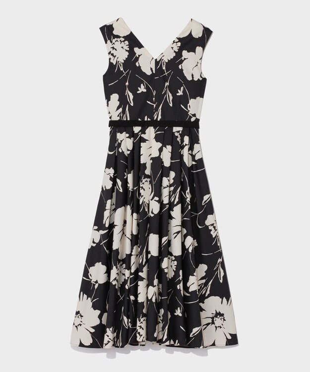 GRACE CONTINENTAL バイカラーボタニカルドレス ブラック
