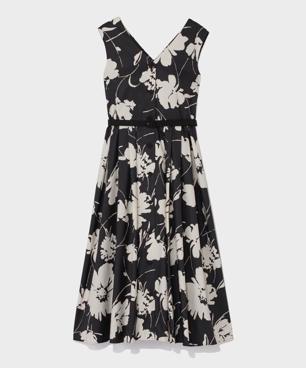 GRACE CONTINENTAL バイカラーボタニカルドレス ブラック