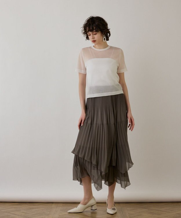 GRACE CONTINENTAL ブライトシアーニットトップ ホワイト