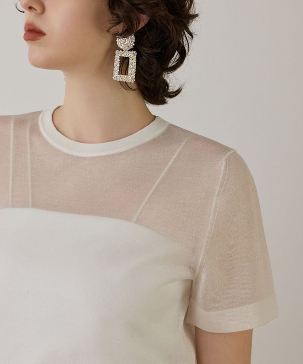 GRACE CONTINENTAL ブライトシアーニットトップ ホワイト