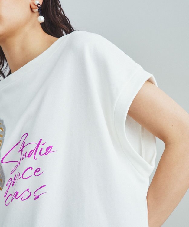 GRACE CONTINENTAL 裏毛カットオフトップ ホワイト