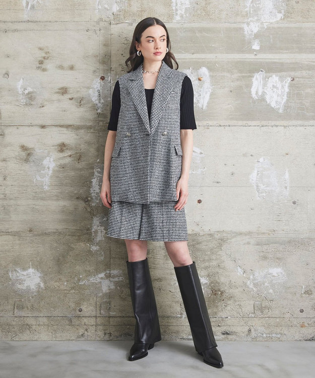 GRACE CONTINENTAL 千鳥ウールハーフパンツ ブラック