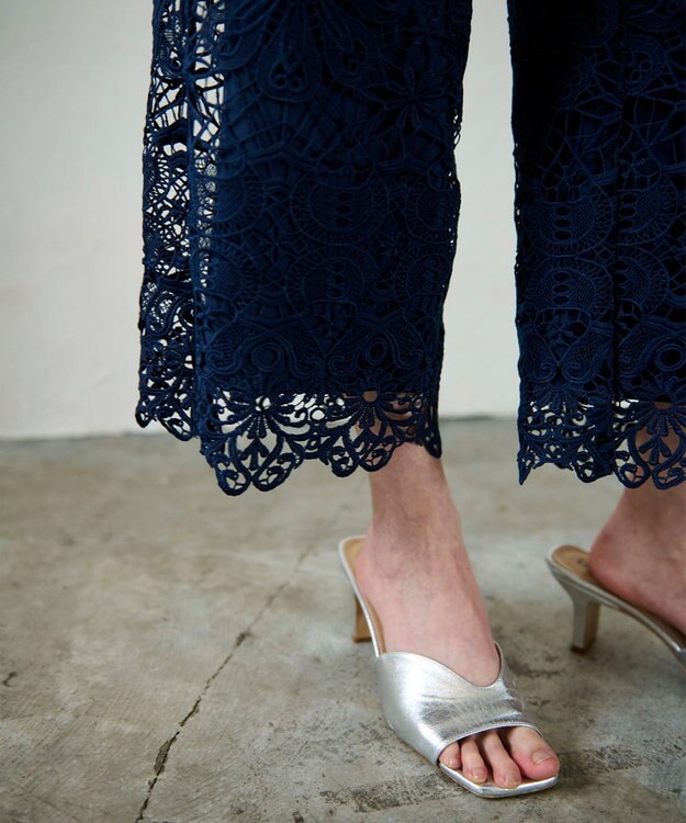 GRACE CONTINENTAL レースストレートパンツ ネイビー