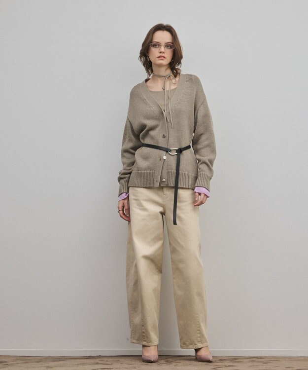 GRACE CONTINENTAL リリヤーンニットカーディガン カーキ