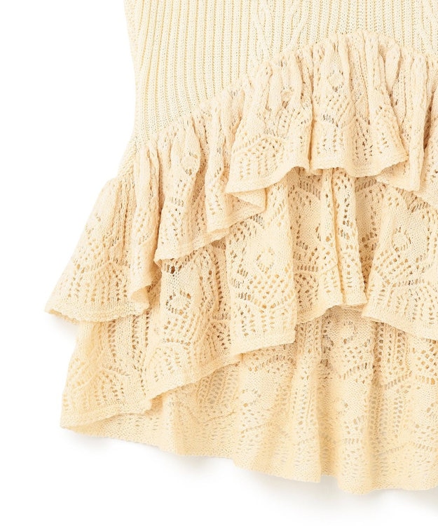 GRACE CONTINENTAL ミックスフリルニットトップ キナリ