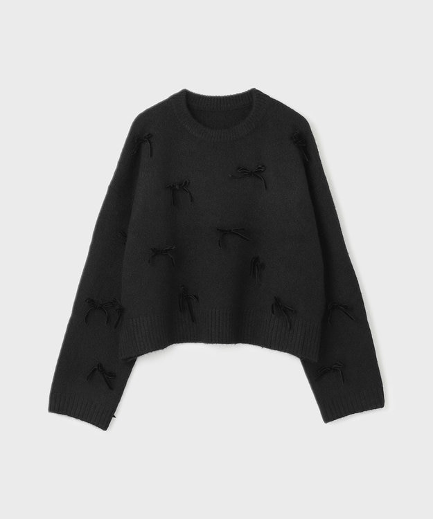GRACE CONTINENTAL リボンニットトップ ブラック
