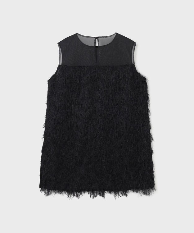 GRACE CONTINENTAL シアーフリンジノースリーブ ブラック