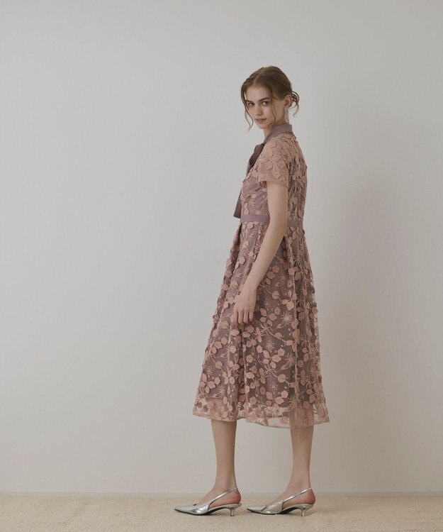 GRACE CONTINENTAL フラワ－フレアドレス ピンク