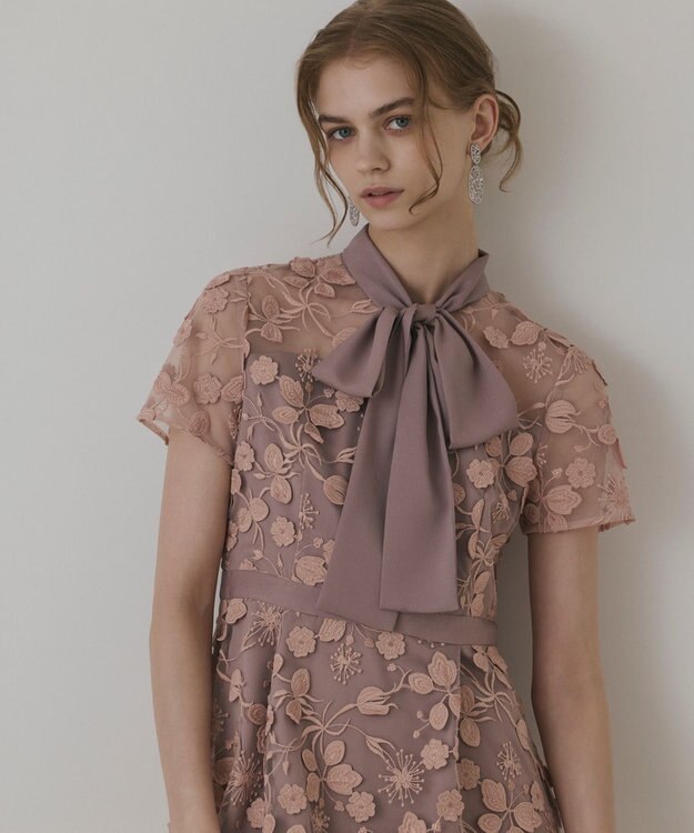 GRACE CONTINENTAL フラワ－フレアドレス ピンク