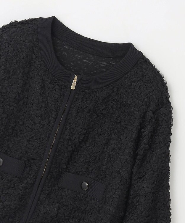 GRACE CONTINENTAL チュールフリルニットブルゾン ブラック