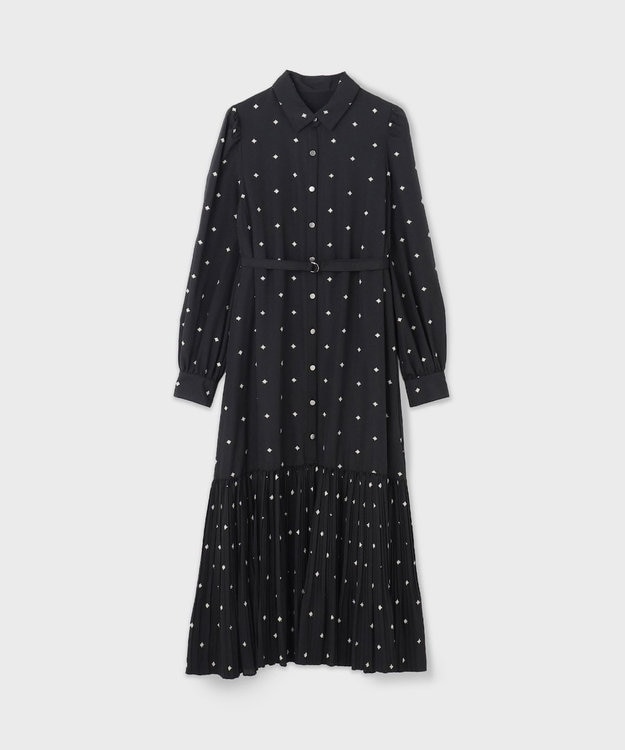 GRACE CONTINENTAL ベルト付刺繍ロングワンピース ブラック