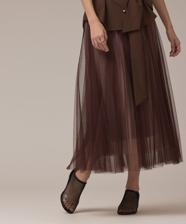 GRACE CONTINENTAL チュールリバーシブルスカート ブラウン