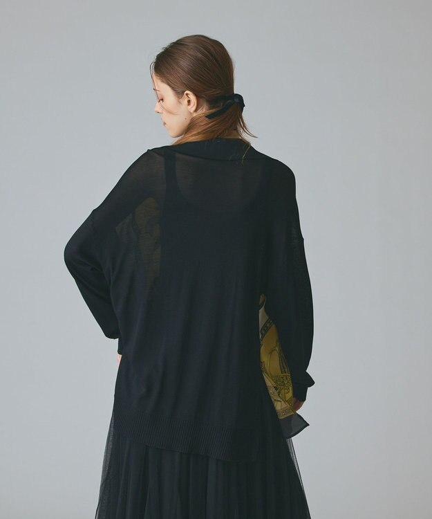 GRACE CONTINENTAL スカーフコンビカーディガン ブラック