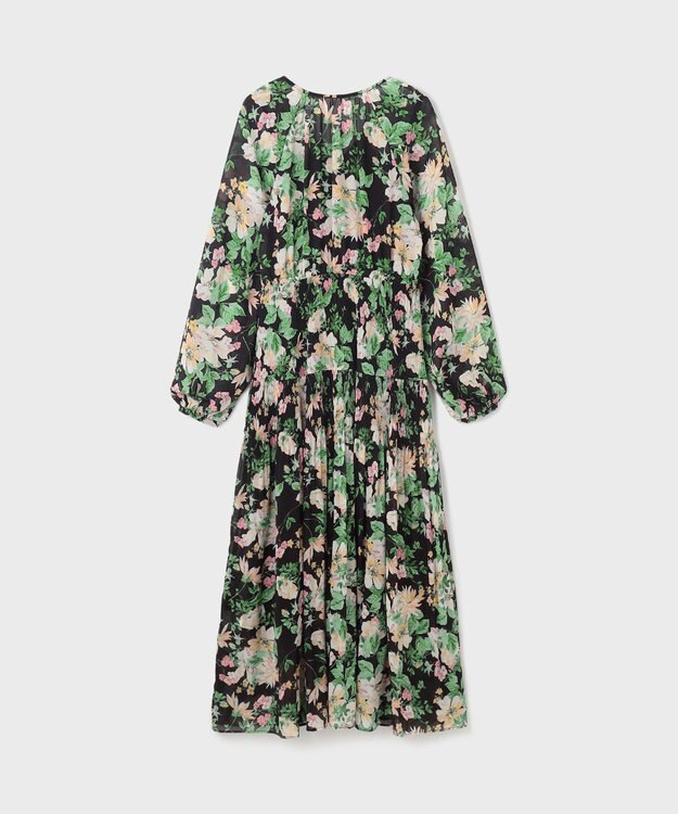 GRACE CONTINENTAL フラワープリントカフタンドレス ブラック