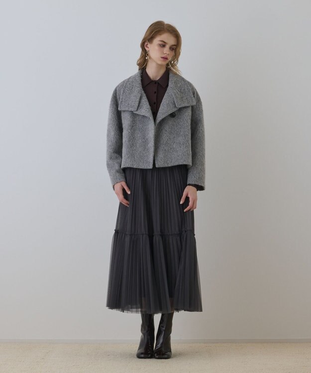 GRACE CONTINENTAL アルパカシャギージャケット グレー