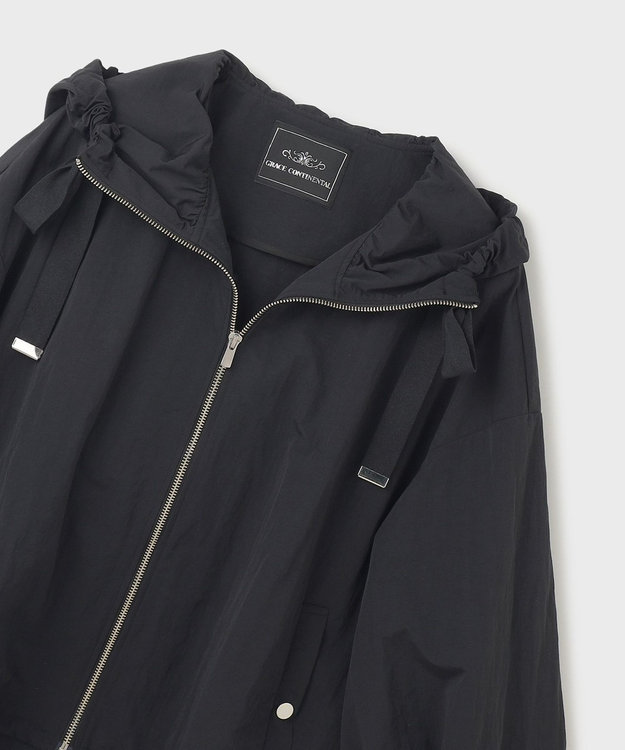 GRACE CONTINENTAL ナイロンバルーンフードジャケット ブラック