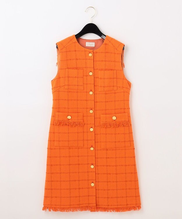 GRACE CONTINENTAL ツイードミニワンピース オレンジ