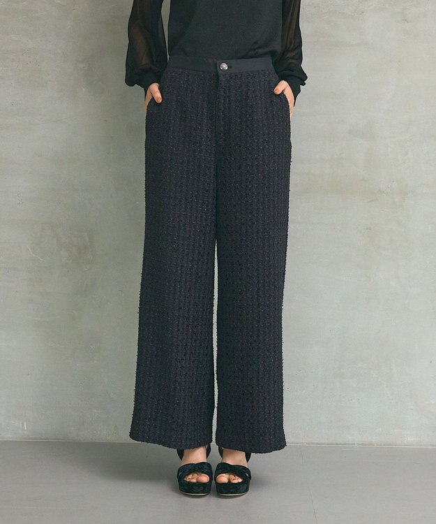 GRACE CONTINENTAL ツイードイージーパンツ ブラック