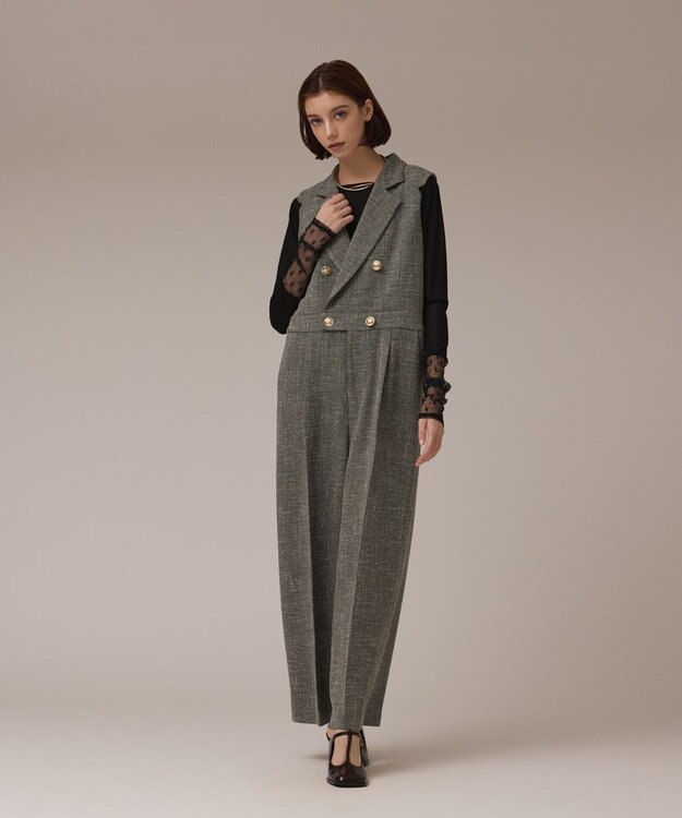 GRACE CONTINENTAL ツイードテーラーサロペット グレー