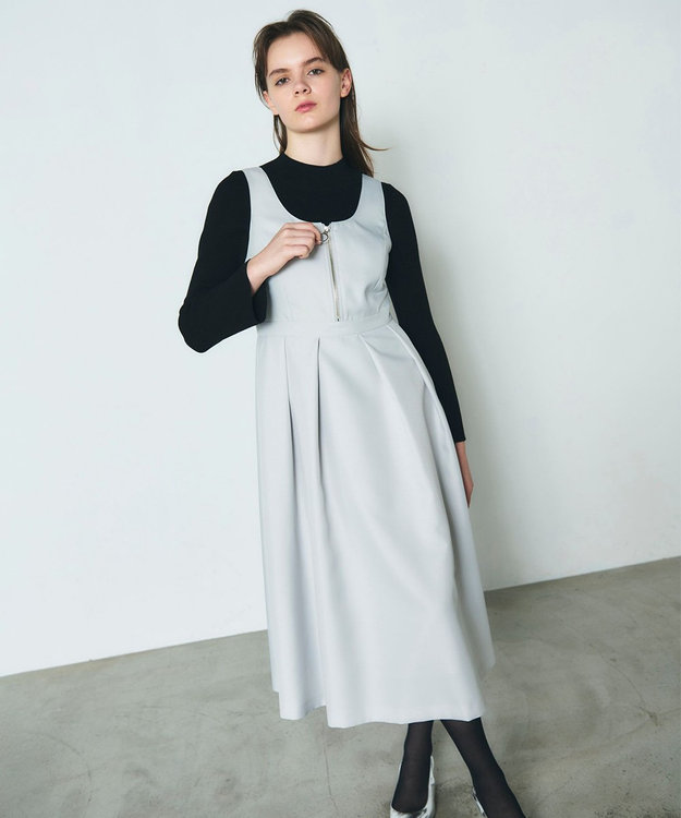 GRACE CONTINENTAL ツイルタックワンピース ライトグリーン