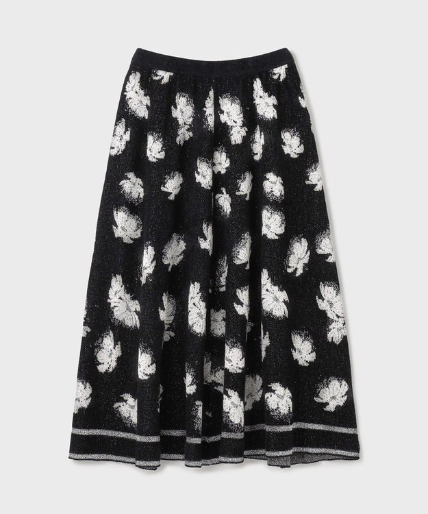GRACE CONTINENTAL ラメフローラルニットスカート ブラック