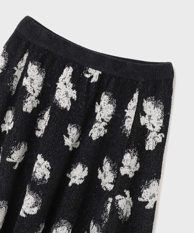 GRACE CONTINENTAL ラメフローラルニットスカート ブラック