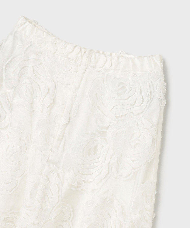 GRACE CONTINENTAL ローズ刺繍フレアスカート ホワイト