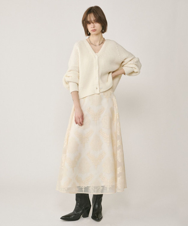 GRACE CONTINENTAL 畦ルーズニットカーディガン ホワイト