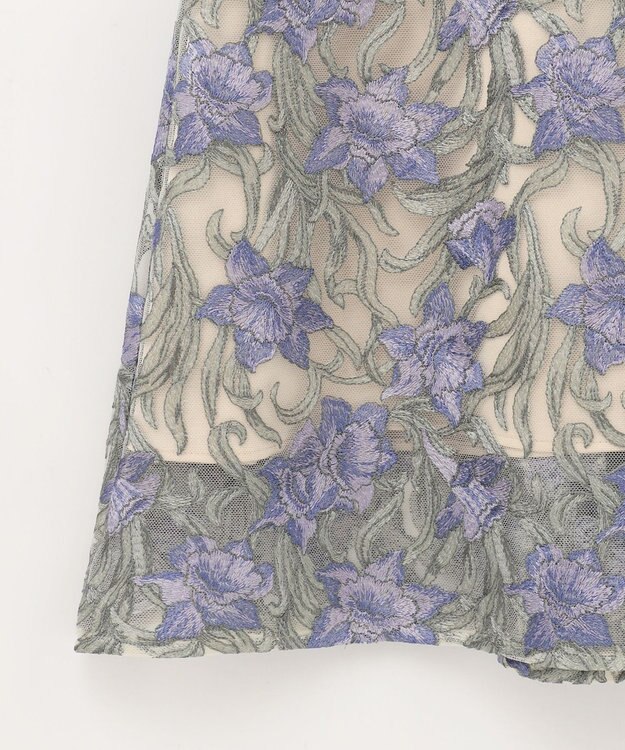 GRACE CONTINENTAL サラサオーナメントドレス ブルー