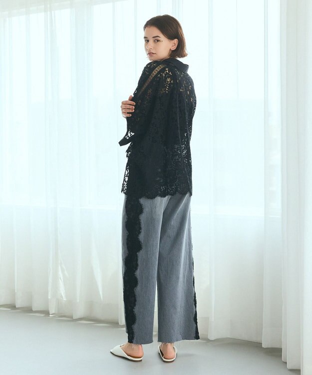 GRACE CONTINENTAL レースポンチョシャツ ブラック