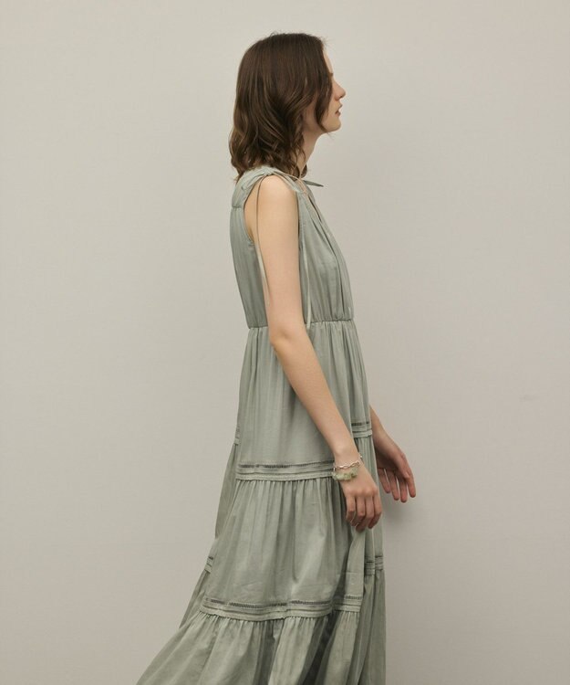 GRACE CONTINENTAL コットンシルクティアードワンピース グリーン
