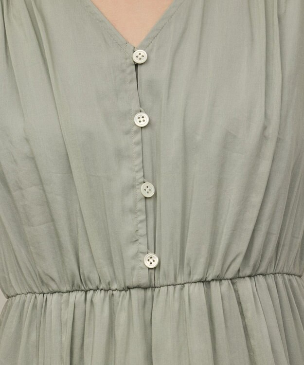 GRACE CONTINENTAL コットンシルクティアードワンピース グリーン