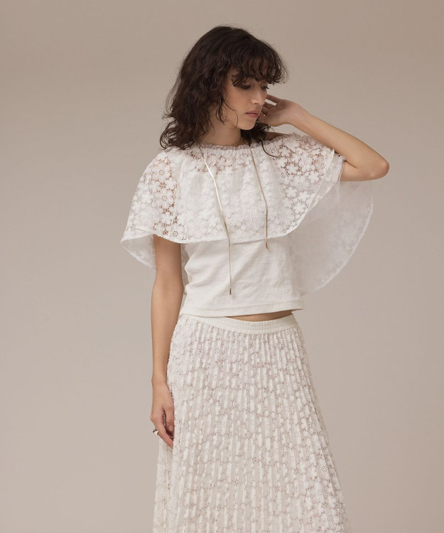 GRACE CONTINENTAL レースケープカットトップ ホワイト