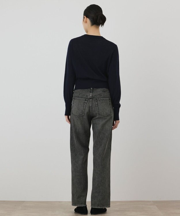 GRACE CONTINENTAL バイカラーウールニットカーディガン ネイビー