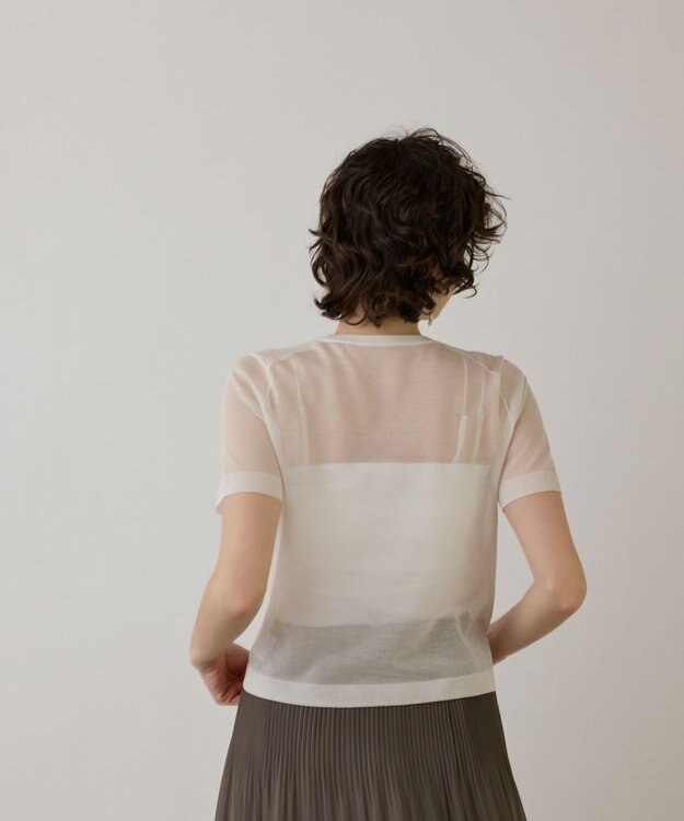 GRACE CONTINENTAL ブライトシアーニットトップ ホワイト