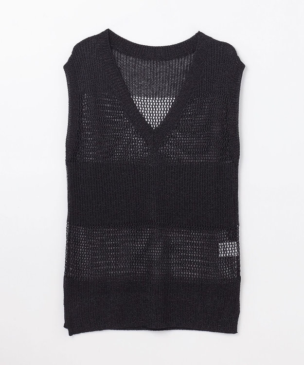 GRACE CONTINENTAL ラメメッシュニットトップ ブラック
