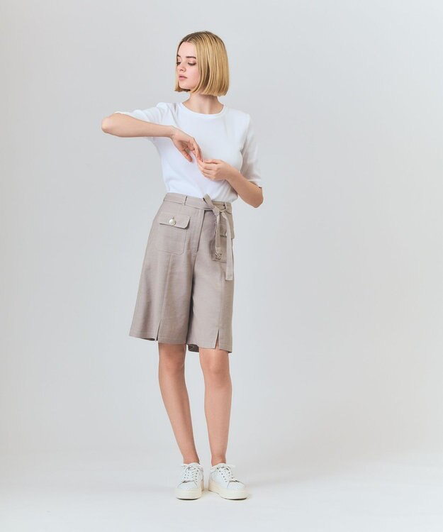 GRACE CONTINENTAL リネンデニムライクパンツ ベージュ