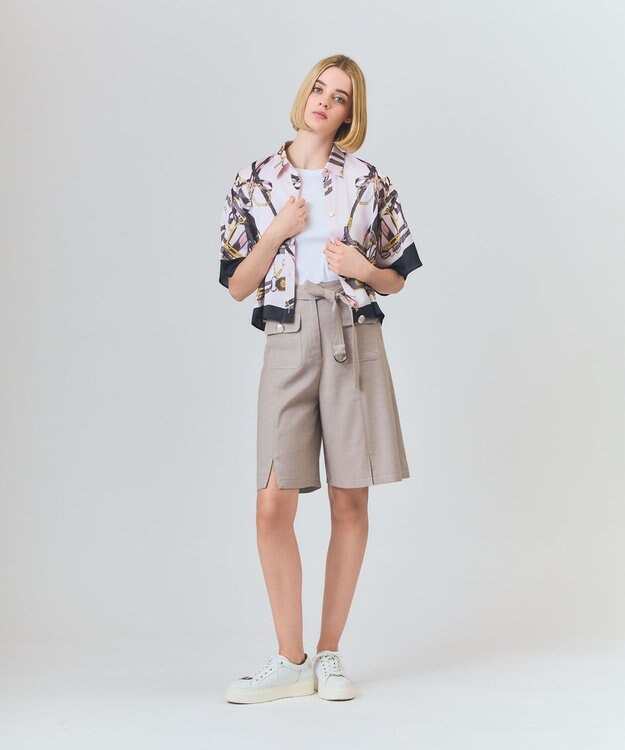 GRACE CONTINENTAL リネンデニムライクパンツ ベージュ