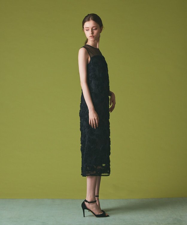 GRACE CONTINENTAL フラワーembドレス ブラック