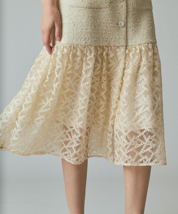 GRACE CONTINENTAL チュールコンビツイードワンピース キナリ