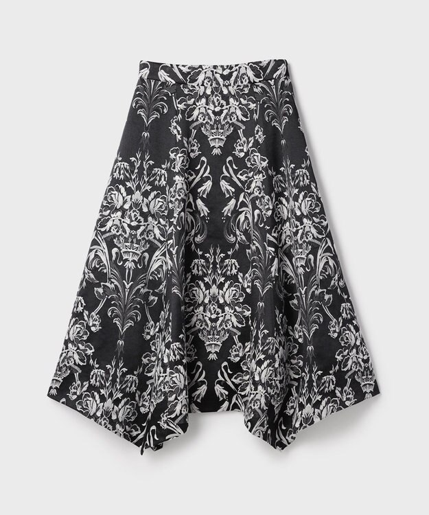 GRACE CONTINENTAL オーナメントジャガードハンカチヘムスカート ブラック