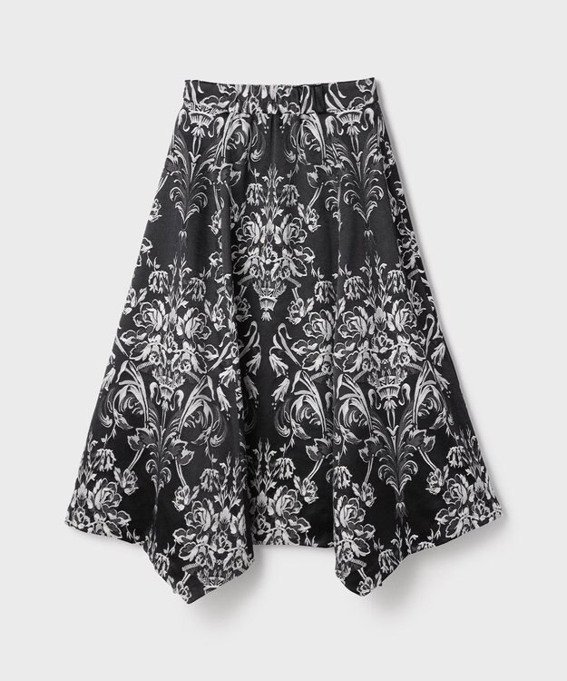 GRACE CONTINENTAL オーナメントジャガードハンカチヘムスカート ブラック